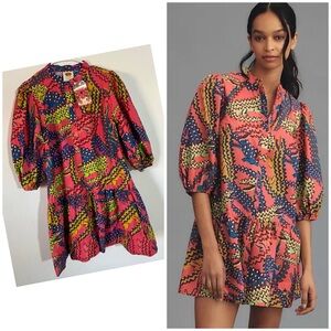 FARM Rio Coral Multicolor Zigzag Print Mini Dress